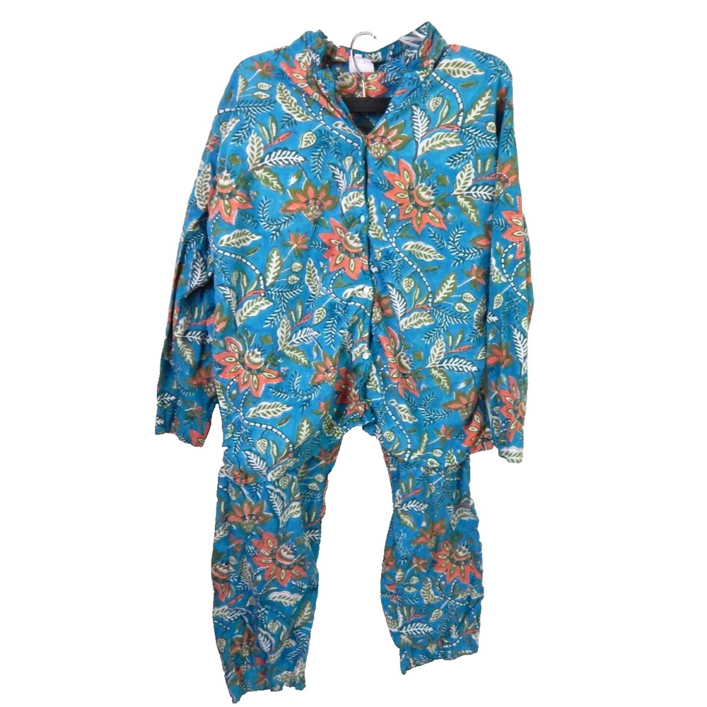 Pax Philomena Pajamas 100% Cotton Floral Block Print Lightweight
